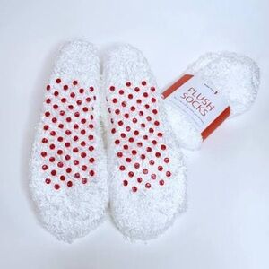Babyfoot Plush Socks No Slip Grip Fuzzy White